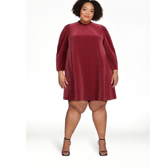 Velvet Ruffled Neck Dress - Picture 6 of 8